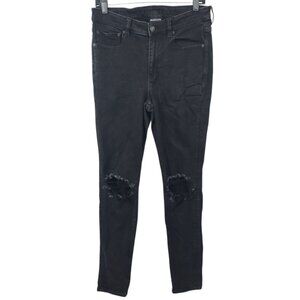 American Eagle Next Level Stretch Hi Rise Jegging Women 12 Jeans Distressed Blac